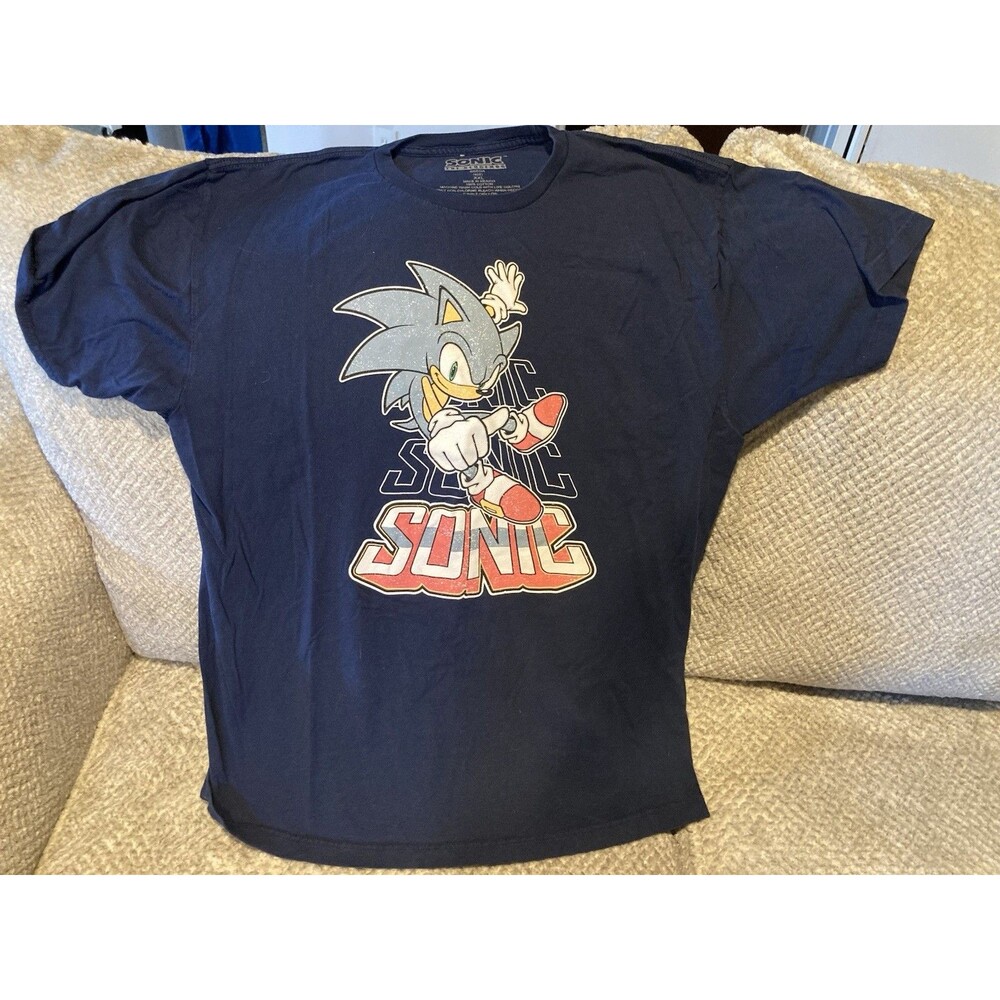 Sonic the Hedgehog Graphic Short Sleeve Blue T-Shirt Mens  XXL